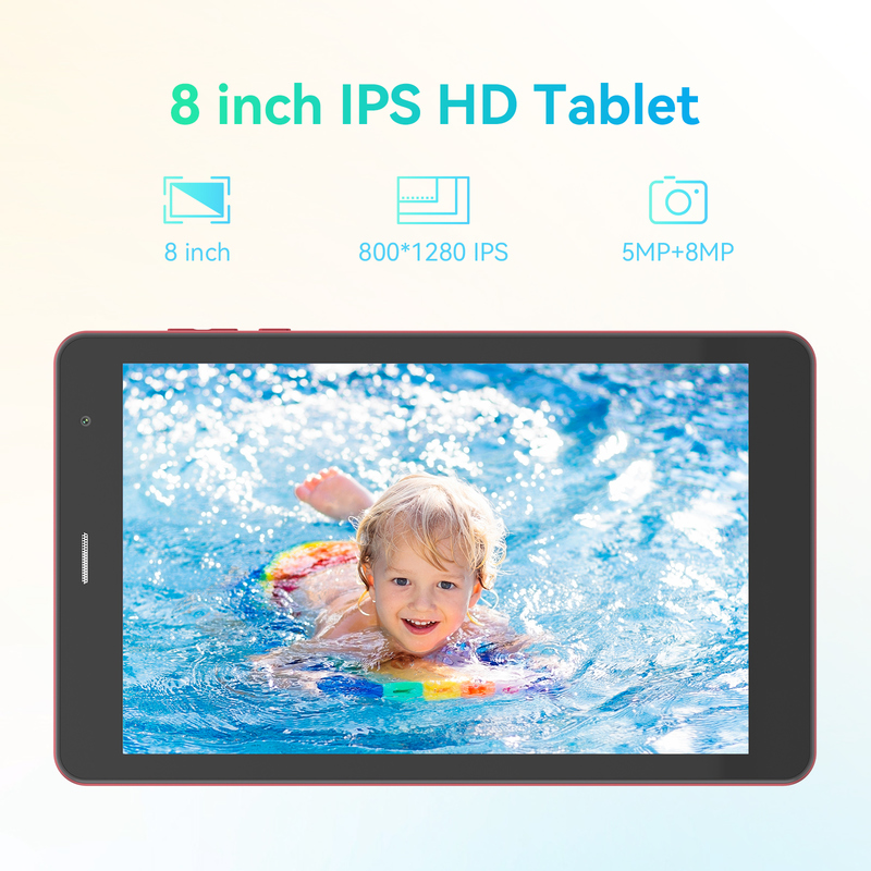 C idee Jeugd rood 8 Inch Tablet Android 15 met tf kaart slot, WiFi,8GB +512GB, 800*1280 IPS incell CM828