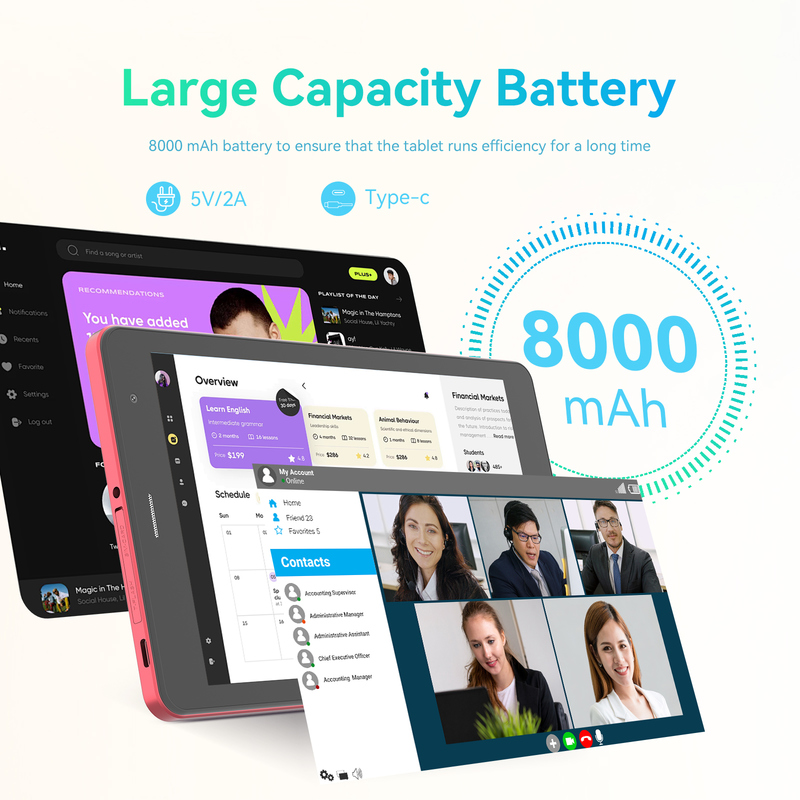 C idee Jeugd rood 8 Inch Tablet Android 15 met tf kaart slot, WiFi,8GB +512GB, 800*1280 IPS incell CM828