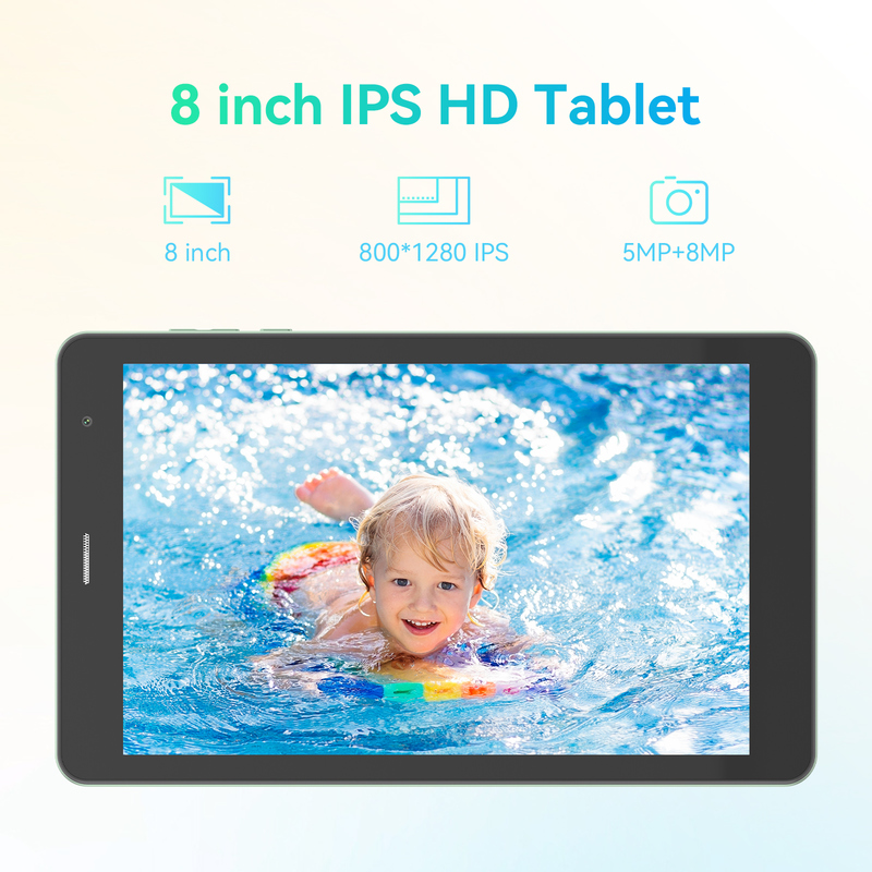 C idee Jeugdgroen 8 Inch Tablet Android 15 met tf kaart slot, WiFi,8GB +512GB, 800*1280 IPS incell CM828