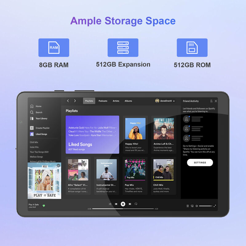 C idee 8 inch Smart Tablet PC Met Keyboard 8GB RAM+512 ROM 800*1340 IPS incell Touchscreen Display grijs CM866