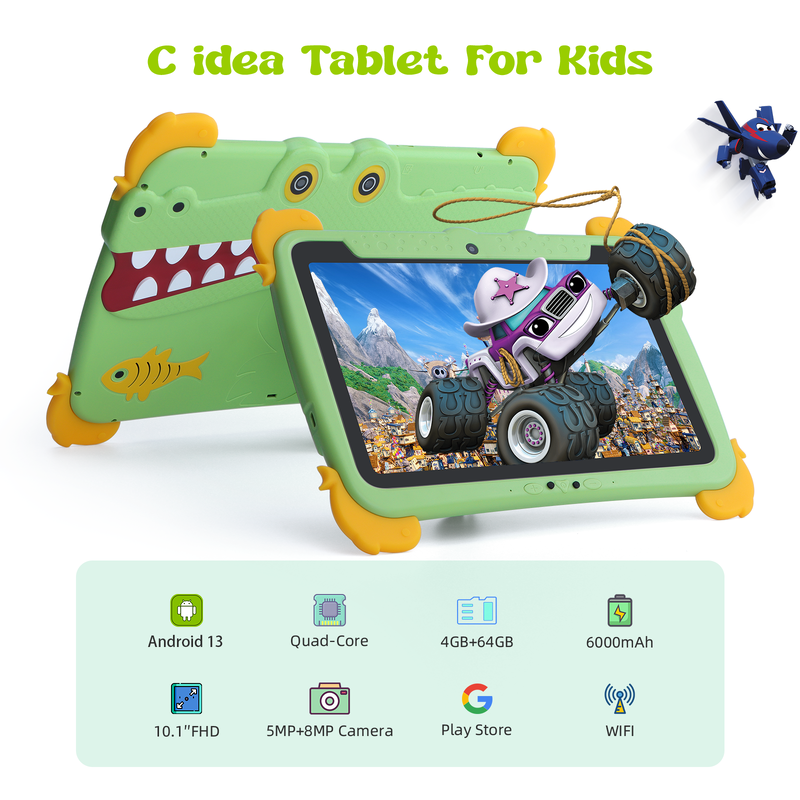 C Idea 10,1-inch Android Tablet 4GB RAM 64GB ROM Tablet Kidspad P1100