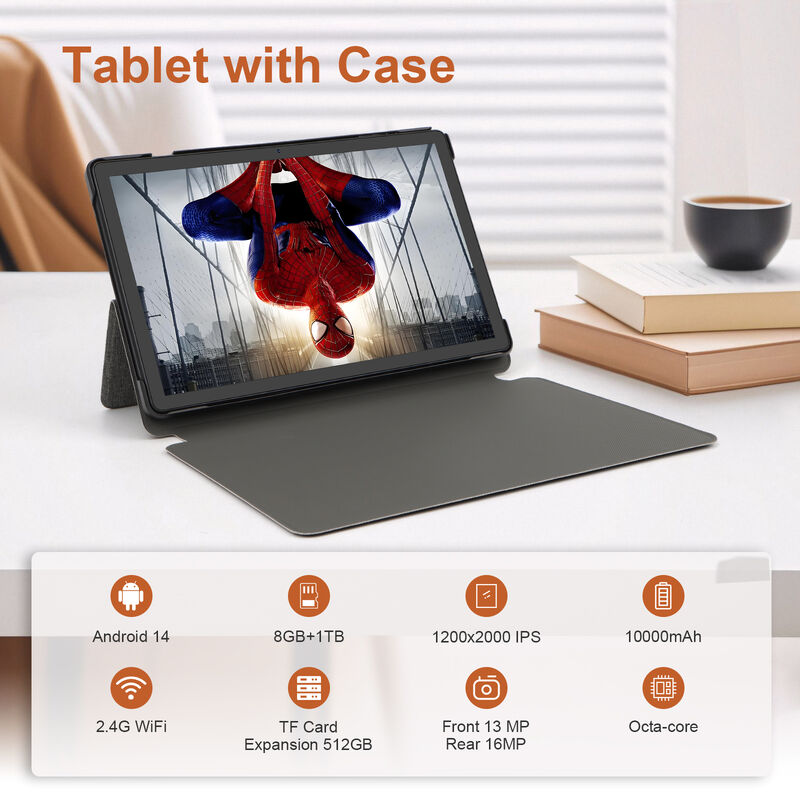 C Idea CM10016 Plus 10,36-inch Android 16 Business Tablet 8-Core 8GB 1TB opslag FHD Touch Screen Computer (Zwart)
