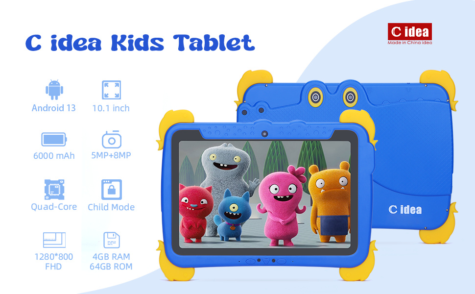 C idee 10,1 inch Kids Tablet PC met hoes Oogbescherming ips HD Screen Pre-Installatie IWAWA P1150